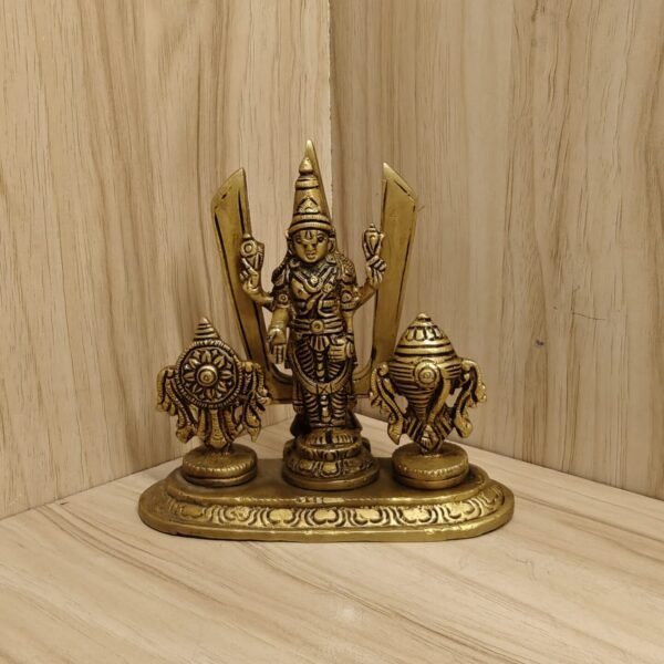 Brass Shankh Chakranamah Balaji Statue 3.5 Inch