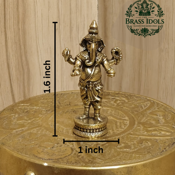 Miniature Brass Standing Ganesh Idol 1.6 Inch