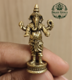 Miniature Brass Standing Ganesh Idol 1.6 Inch
