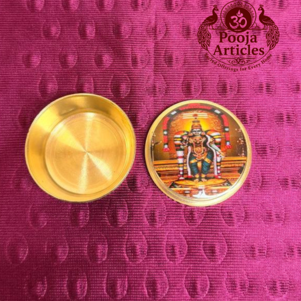 Brass Kumkum Pot Madurai Meenakshi Amman 2 Inch