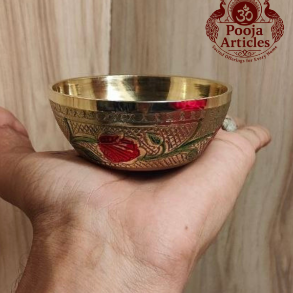 Brass Meenakari Pooja Bowl 3 Inch