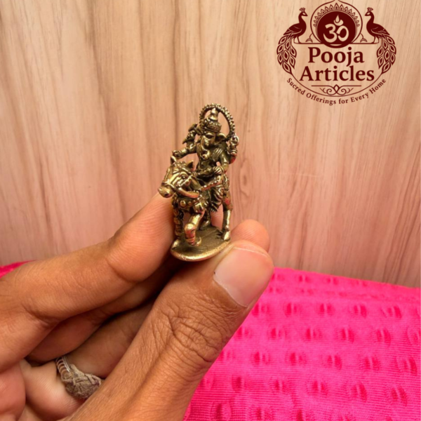 Brass Miniature Ganesha Riding a Horse 1.4 Inch