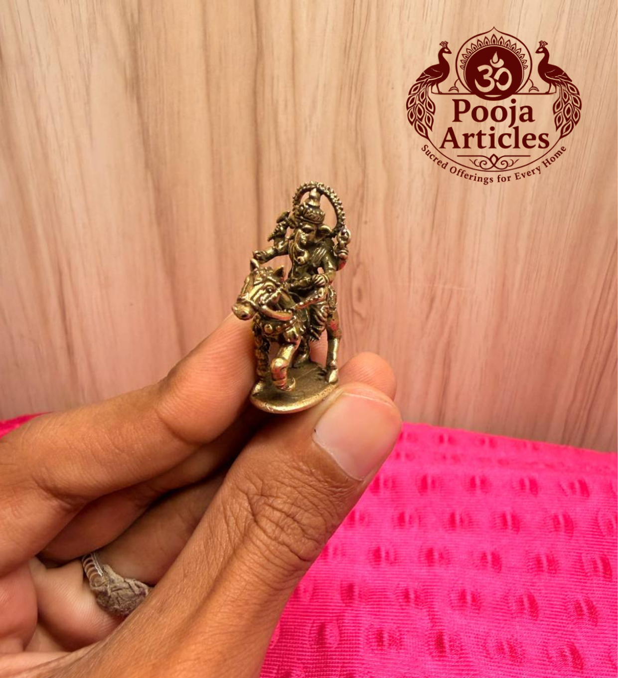 Brass Miniature Ganesha Riding a Horse 1.4 Inch Brass Miniature Ganesha Riding a Horse 1.4 Inch
