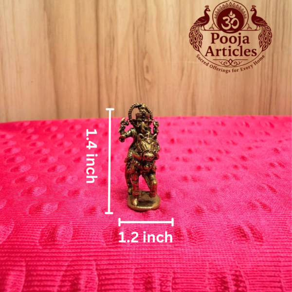 Brass Miniature Ganesha Riding a Horse 1.4 Inch