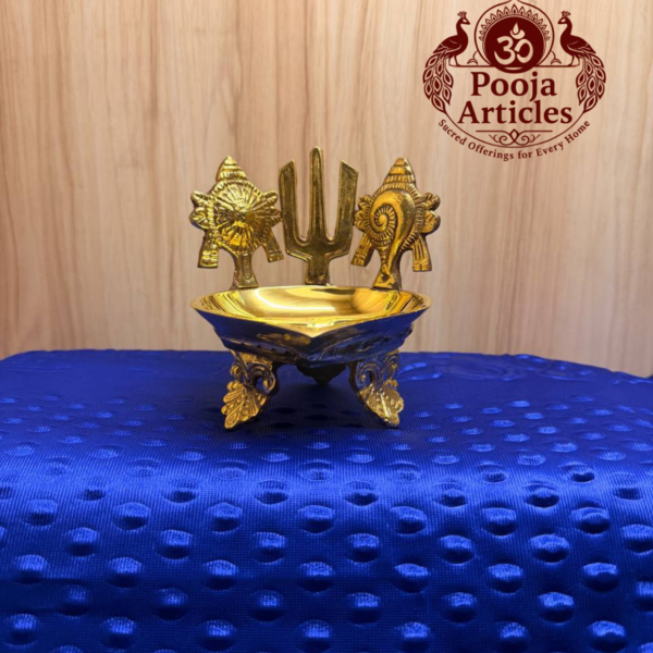 Brass Shanku Chakra Namah Diya 5 Inch