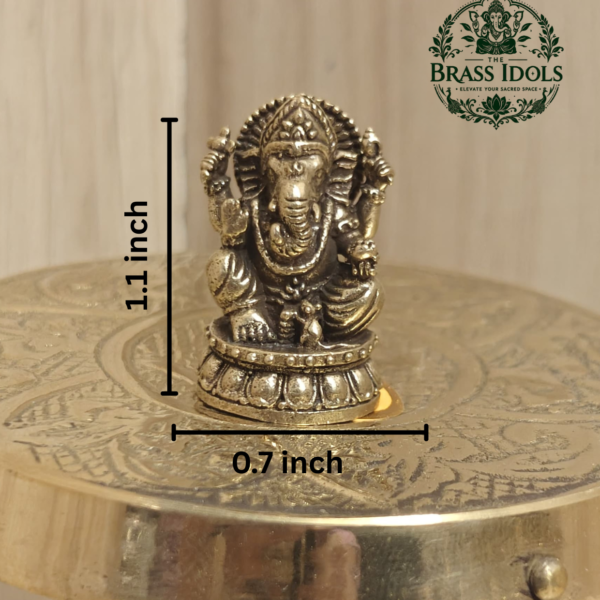 Miniature Brass Ganesha Statue 1.1 Inch