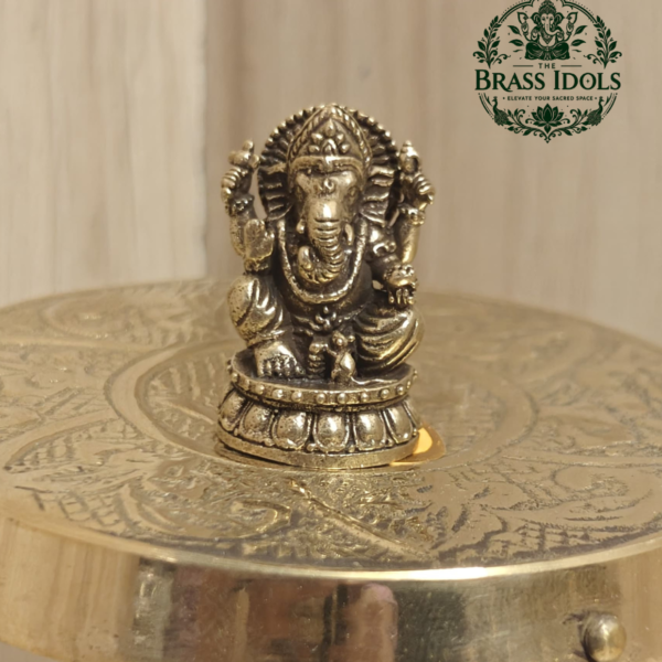 Miniature Brass Ganesha Statue 1.1 Inch