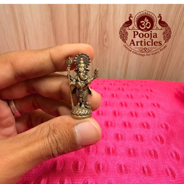 Miniature Brass Standing Ganesha Statue 1.5 Inch