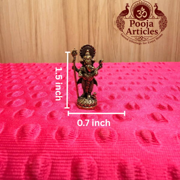 Miniature Brass Standing Ganesha Statue 1.5 Inch