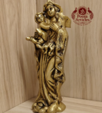 Brass Mother Mary with Baby Jesus Statue 7 Inch - Image 3