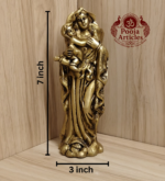 Brass Mother Mary with Baby Jesus Statue 7 Inch - Image 2