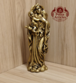 Brass Mother Mary with Baby Jesus Statue 7 Inch