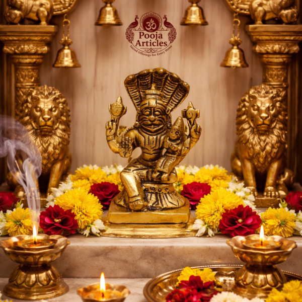 Brass Narasimha Lakshmi Statue 3 Inch