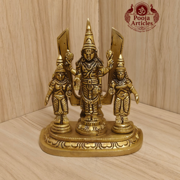 Brass Shankh Chakranamah with Balaji Statue 4.8 Inch