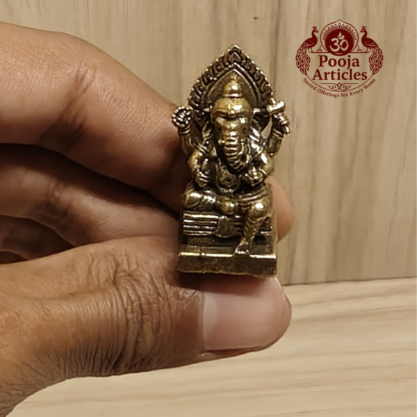 Miniature Brass Ganesh Statue 1.5 Inch