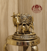 Premium Brass Kamdhenu Cow and Calf Statue 2.5 Inch - Image 3