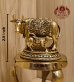 Premium Brass Kamdhenu Cow and Calf Statue 2.5 Inch - Image 2