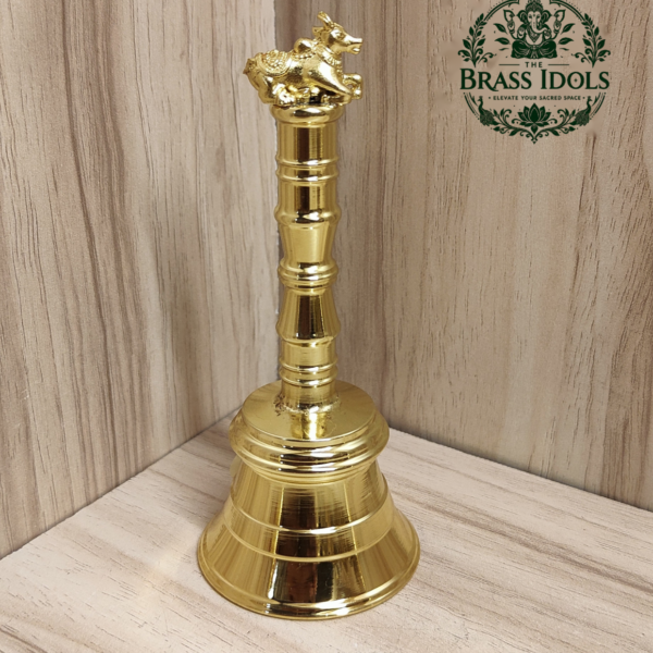 Premium Brass Pooja Bell with Nandi Handle 4.6 Inch
