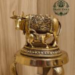 Premium Brass Kamdhenu Cow and Calf Statue 2.5 Inch
