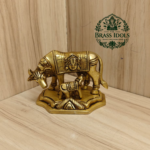 Brass Kamadhenu Cow and Calf Statue 3 Inch