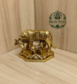 Brass Kamadhenu Cow and Calf Statue 3 Inch