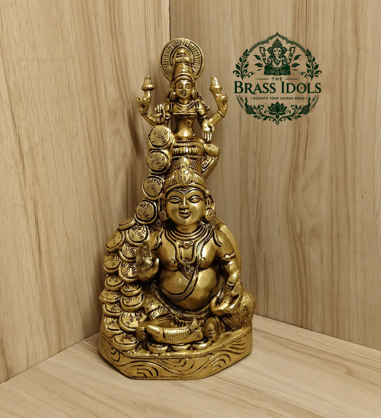 Brass Kubera Lakshmi Statue 5.9 Inch Brass Kubera Lakshmi Statue 5.9 Inch