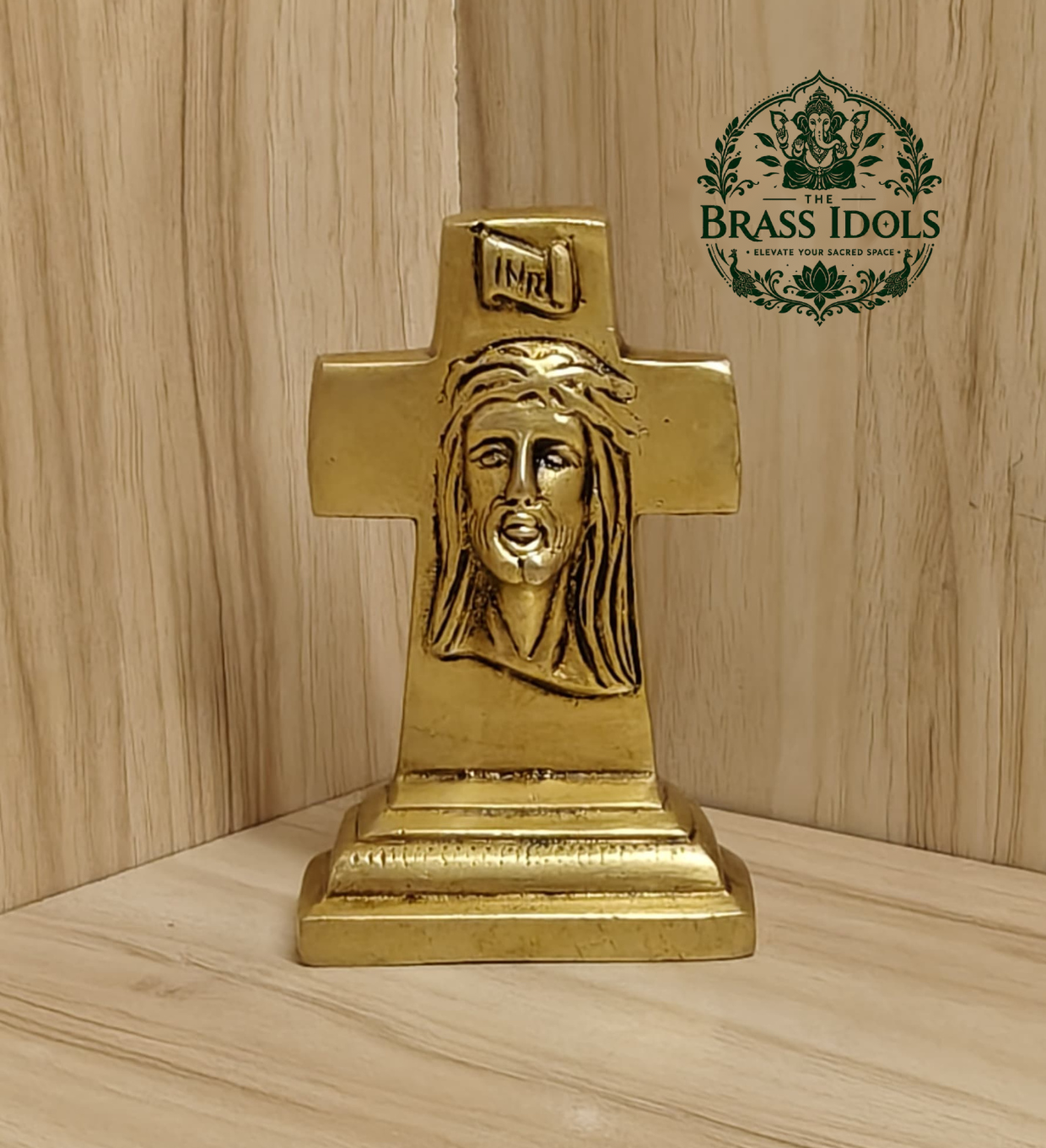 Brass Cross Statue with Jesus Face 4.2 Inch Brass Cross Statue with Jesus Face 4.2 Inch