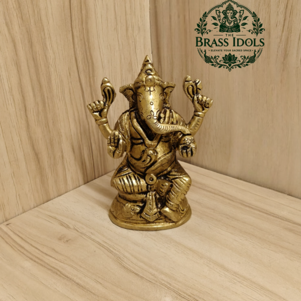 Brass Ganesha Idol 3.6 Inch