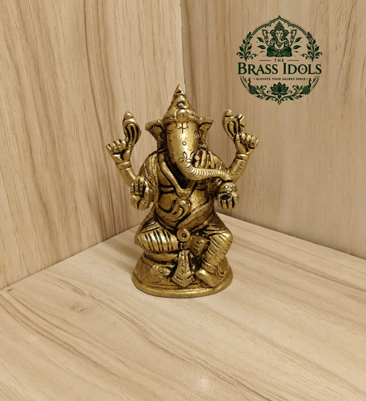 Brass Ganesha Idol 3.6 Inch Brass Ganesha Idol 3.6 Inch