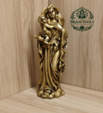 Brass Mother Mary with Baby Jesus Statue 7 Inch