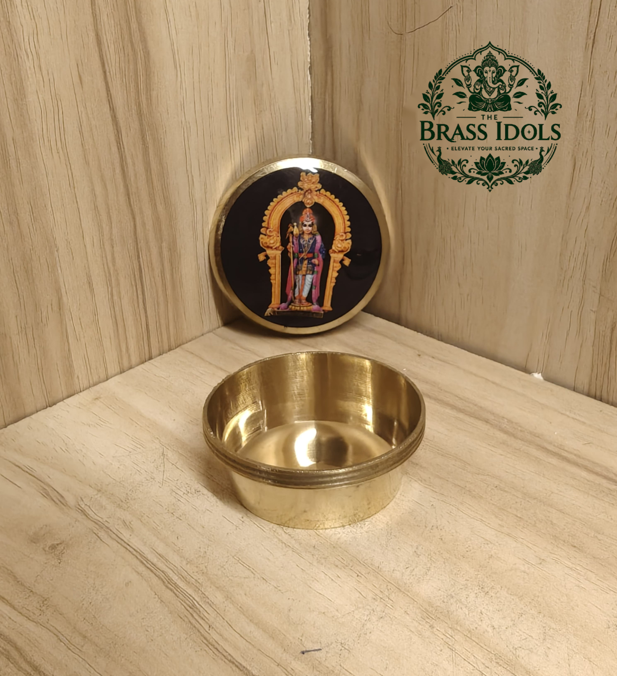 Brass Palani Murugan Kumkum Holder 2 Inch Brass Palani Murugan Kumkum Holder 2 Inch