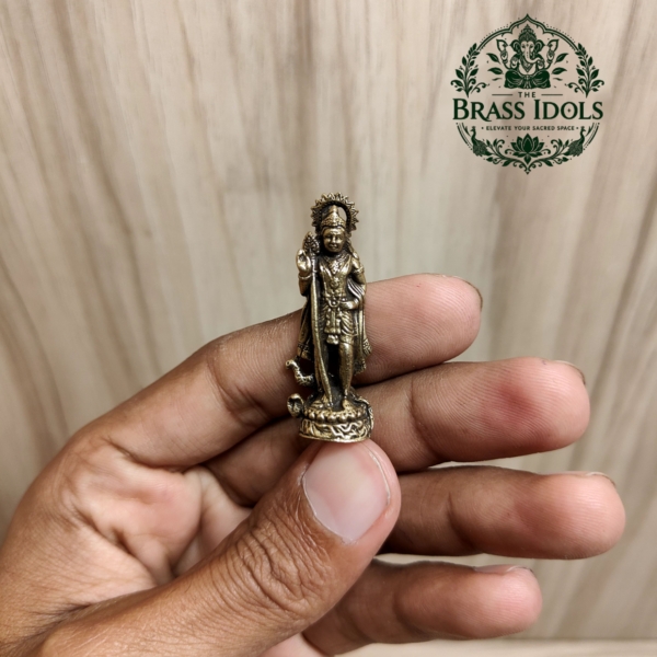 Miniature Brass Murugan Statue 1.6 Inch