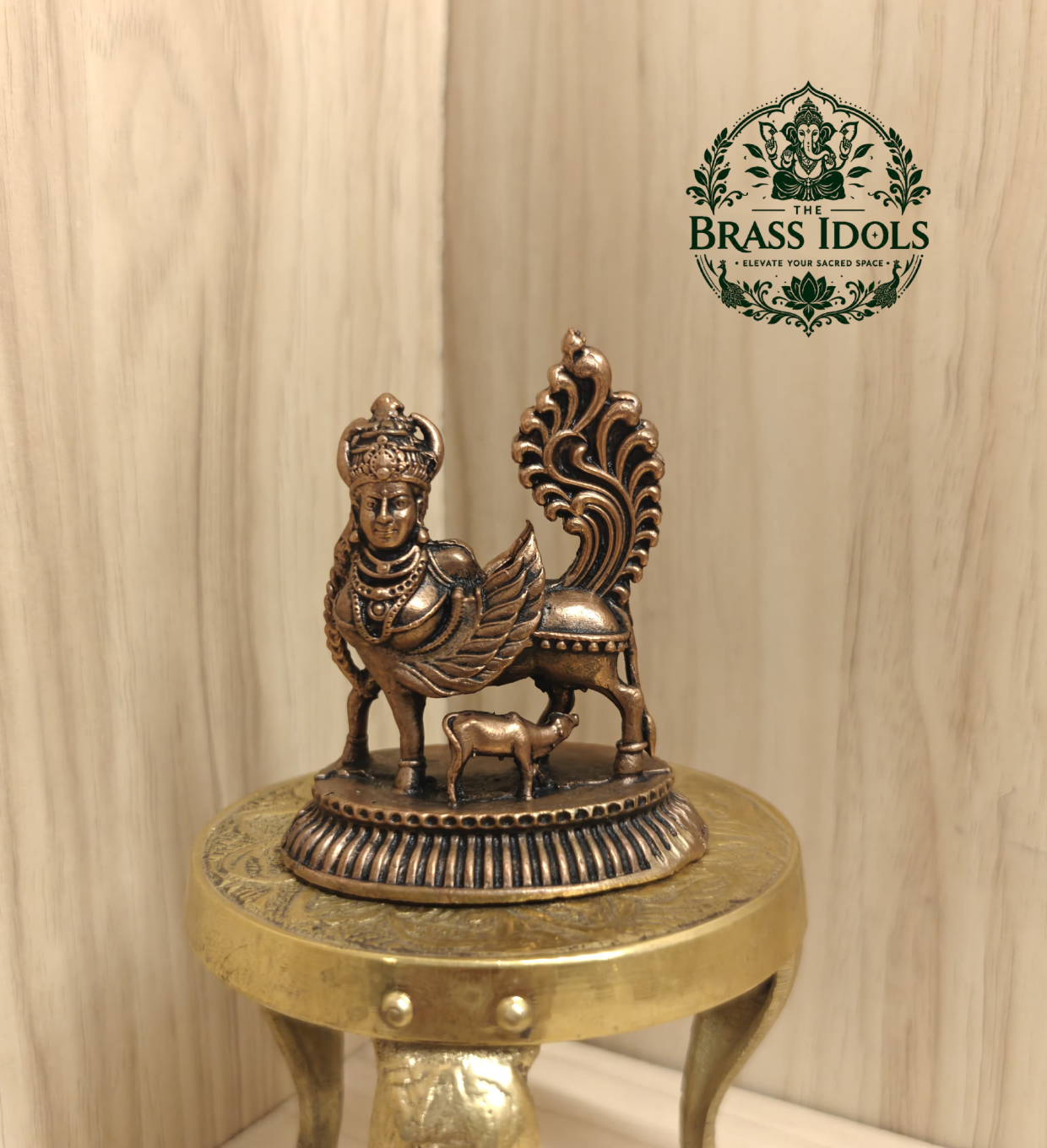 Copper Kamadhenu with Calf Statue 2.6 Inch Copper Kamadhenu with Calf Statue 2.6 Inch