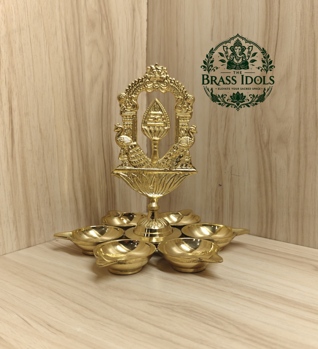 Brass Tiruvachi Vel Arumuga Vilakku 7 Inch Brass Tiruvachi Vel Arumuga Vilakku 7 Inch