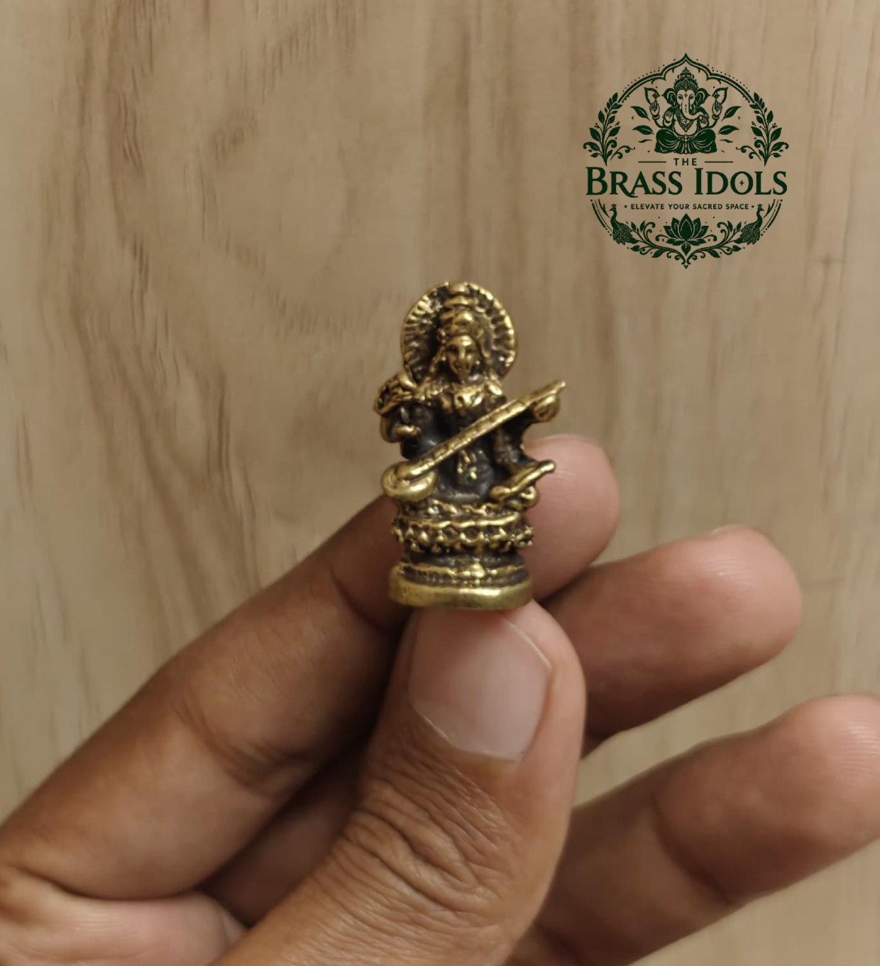 Miniature Brass Saraswati Statue 1.1 Inch Miniature Brass Saraswati Statue 1.1 Inch