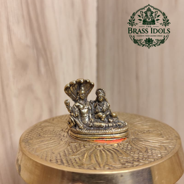 Miniature Brass Vishnu Lakshmi Idol 1 Inch