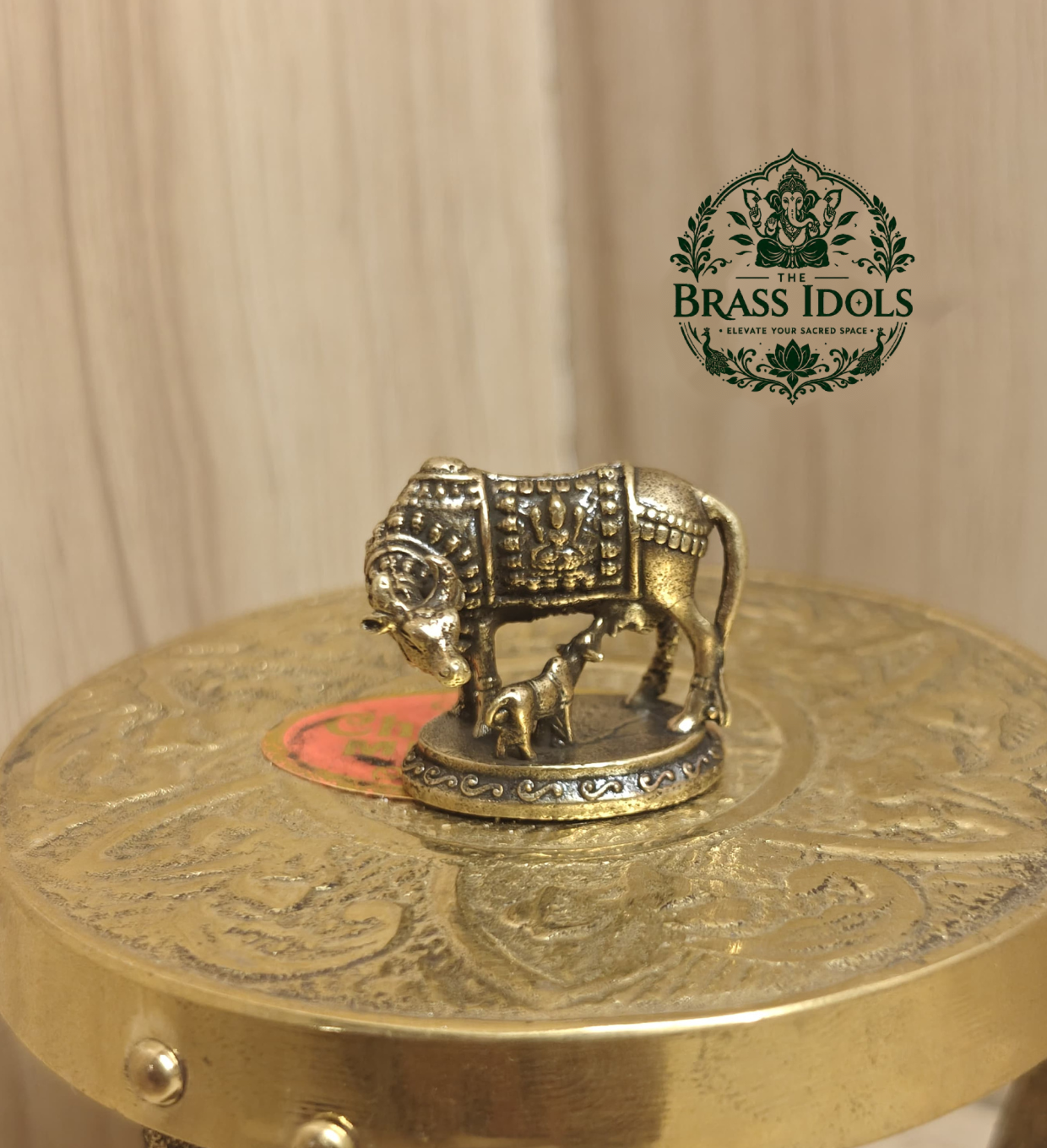 Miniature Brass Cow and Calf Statue 1 Inch Miniature Brass Cow and Calf Statue 1 Inch