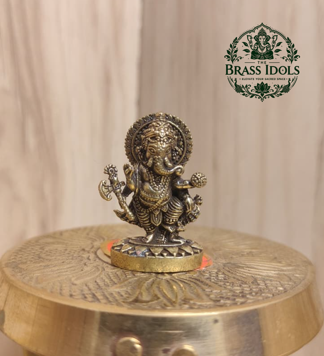 Miniature Brass Ganesh Murti 1.3 Inch Miniature Brass Ganesh Murti 1.3 Inch