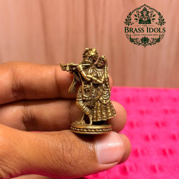 Miniature Brass Radha Krishna Statue 1.5 Inch