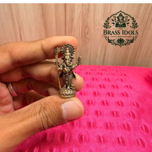 Miniature Brass Standing Ganesha Statue 1.5 Inch