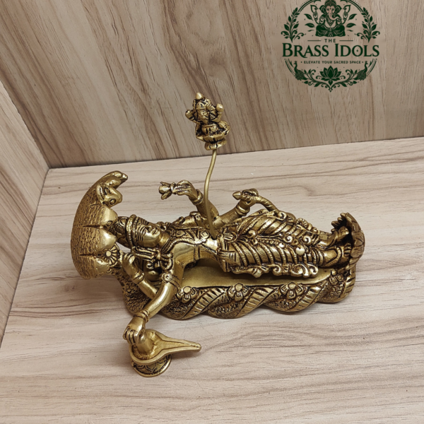 Brass Padmanabha Swamy Reclining Statue 5.2 Inch