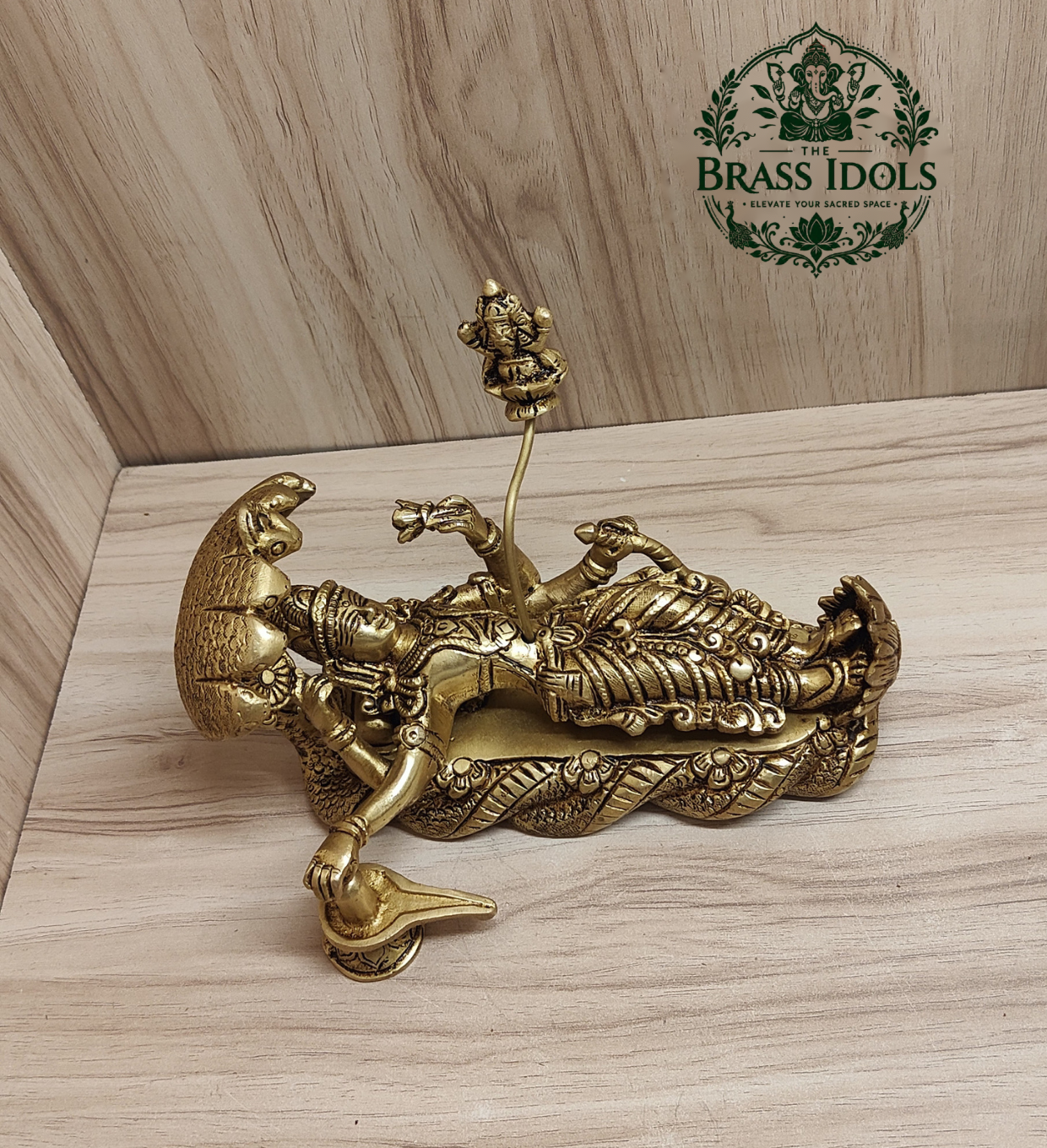Brass Padmanabha Swamy Reclining Statue 5.2 Inch Brass Padmanabha Swamy Reclining Statue 5.2 Inch