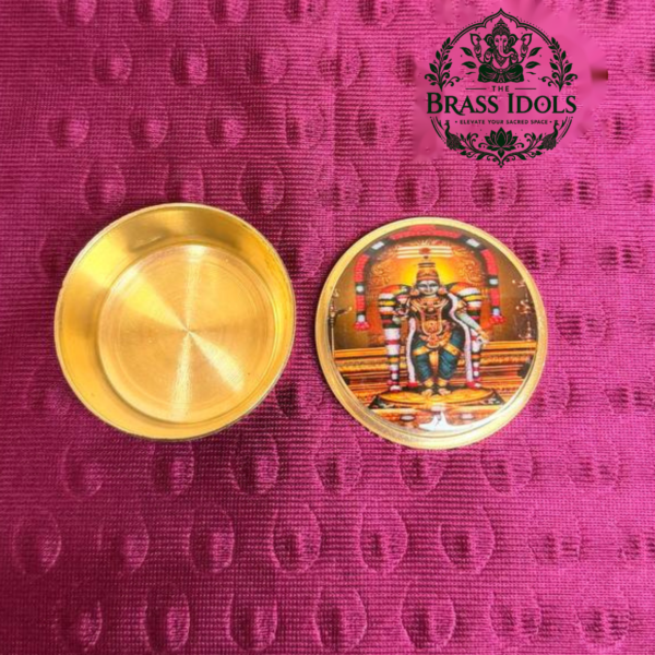 Brass Kumkum Pot Madurai Meenakshi Amman 2 Inch