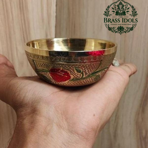 Brass Meenakari Pooja Bowl 3.1 Inch