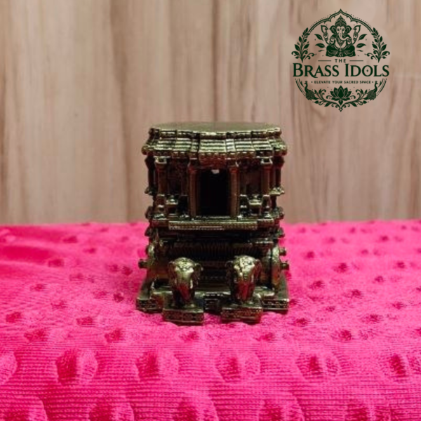 Premium Brass Hampi Stone Chariot Miniature 2.2 Inch
