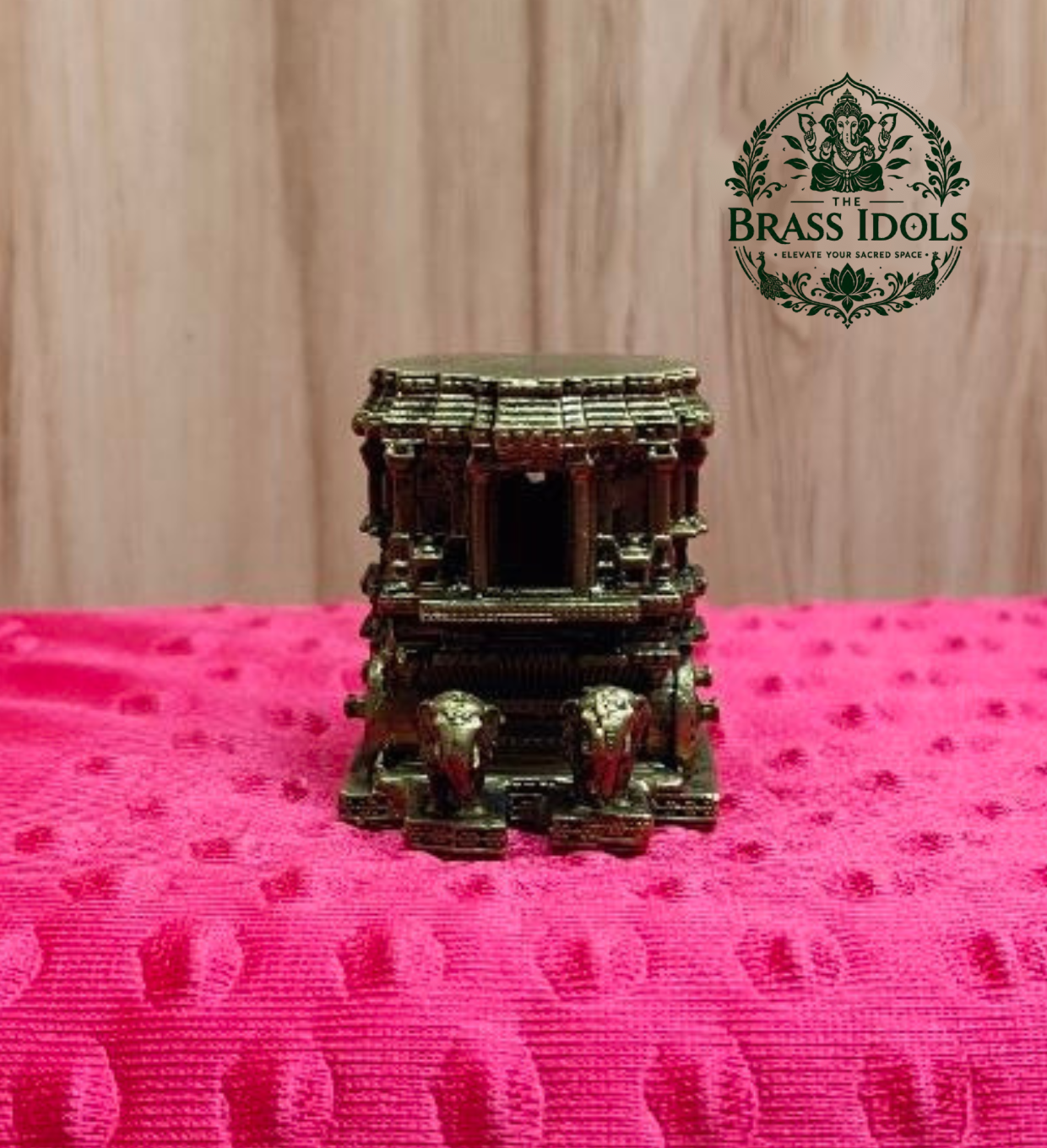 Premium Brass Hampi Stone Chariot Miniature 2.2 Inch Premium Brass Hampi Stone Chariot Miniature 2.2 Inch