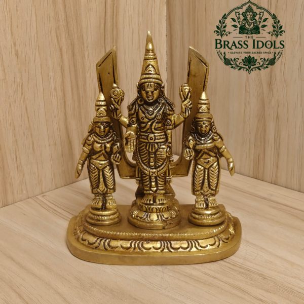 Brass Shankh Chakranamah with Balaji Statue 4.8 Inch