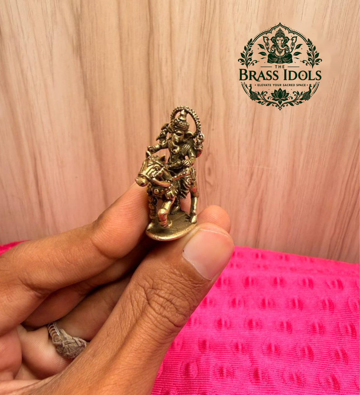 Brass Miniature Ganesha Riding a Horse 1.4 Inch Brass Miniature Ganesha Riding a Horse 1.4 Inch