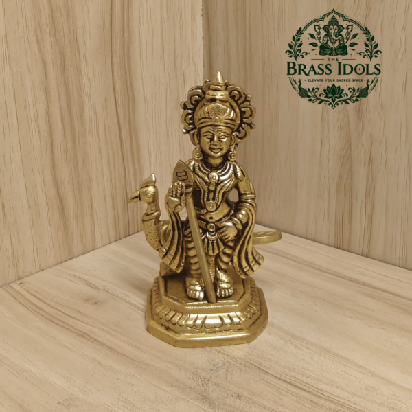 Brass Murugan Statue 4.2 Inch