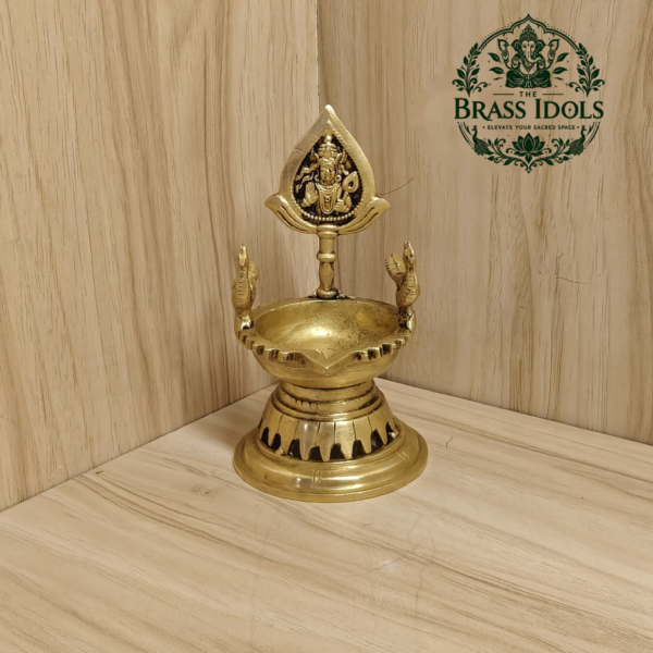 Brass Murugan with Peacock Diya 5 Inch